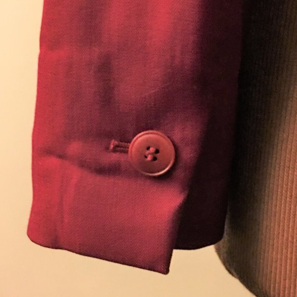 ANN TAYLOR LOFT Red 100% Wool Belted Blazer Jacket - Picture 7 of 10